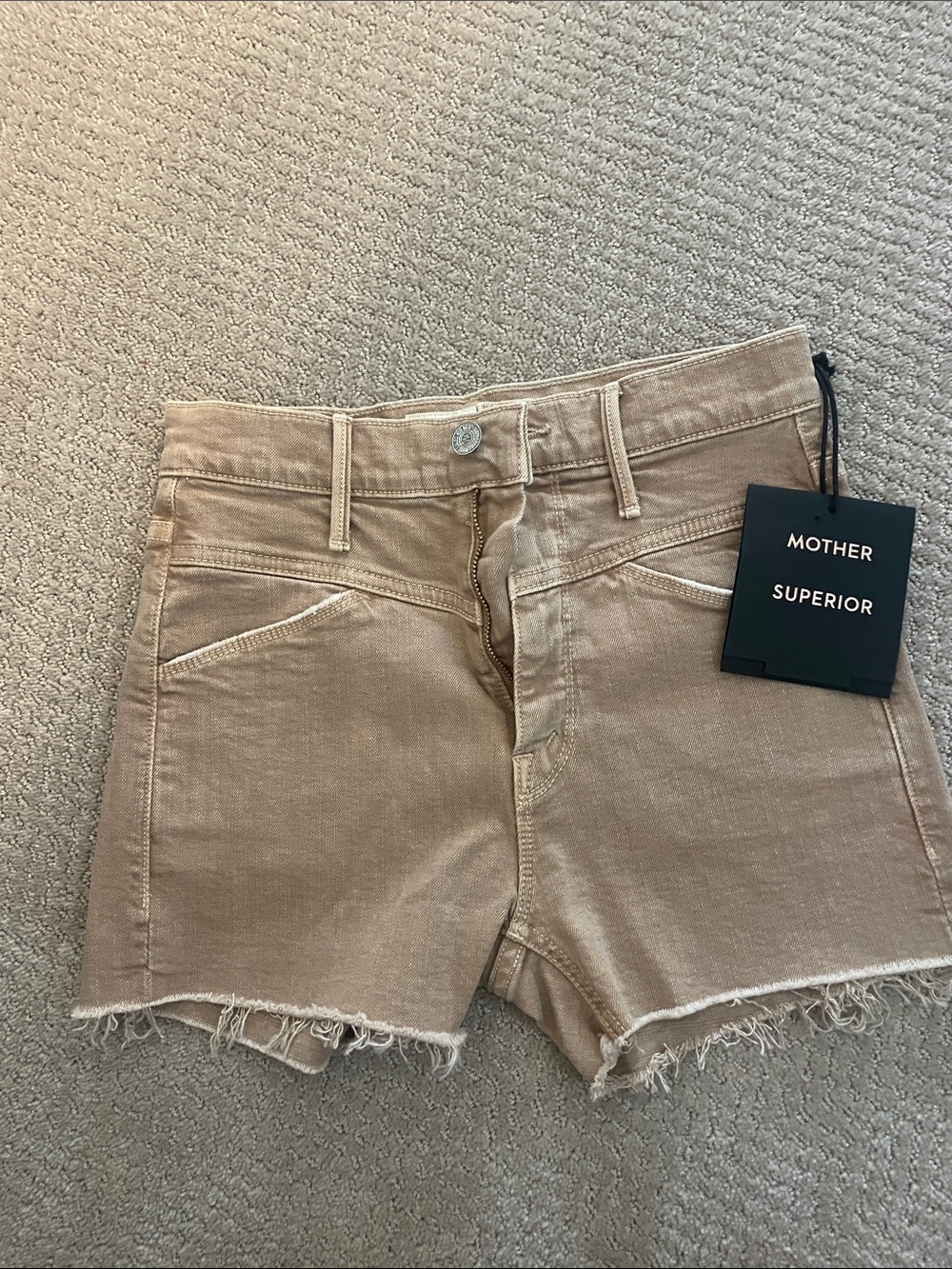 MOTHER Superior Women's Tan Denim Cutoff Shorts
